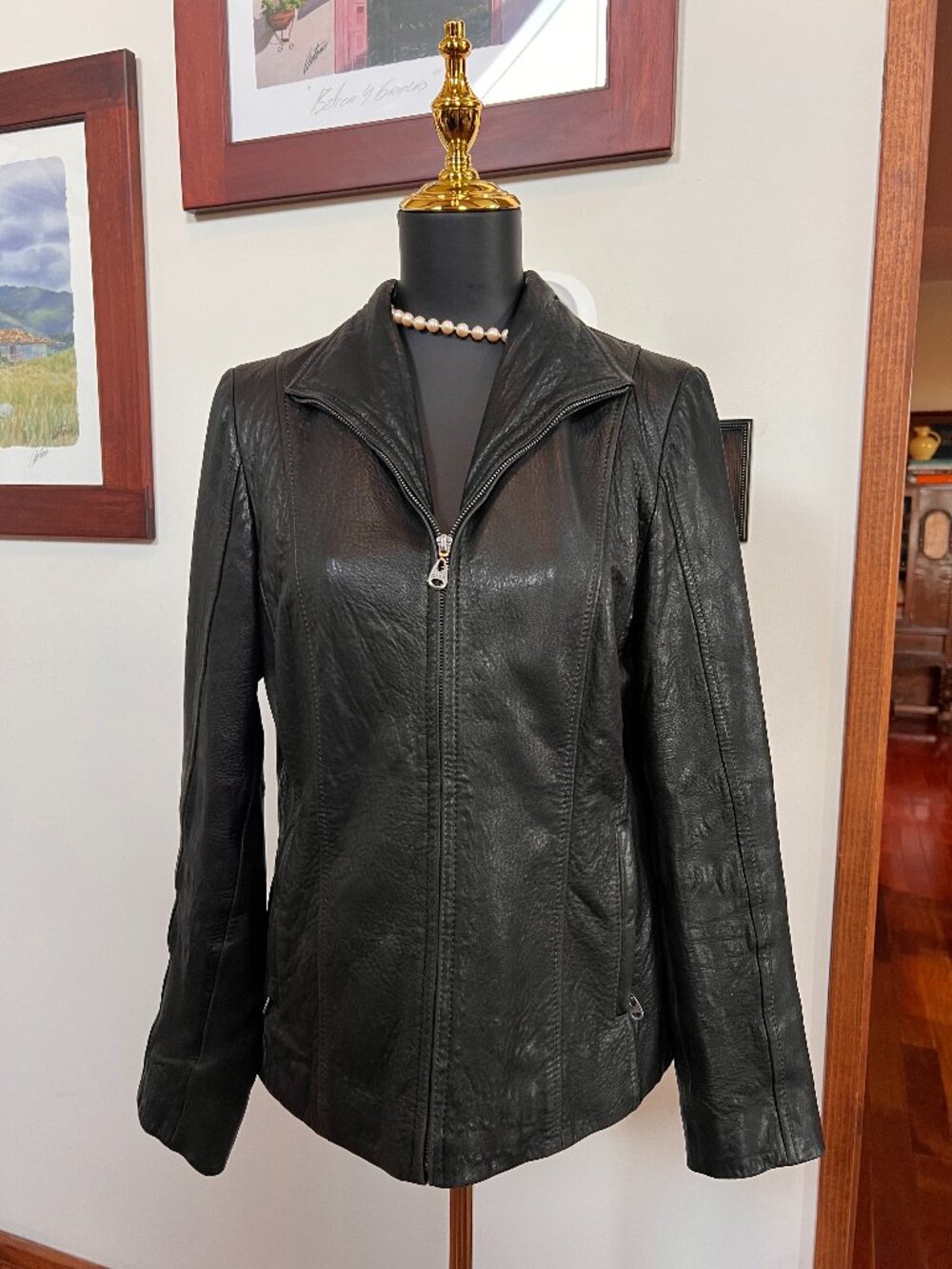 Marc New York 100% genuine leather black jacket women's M